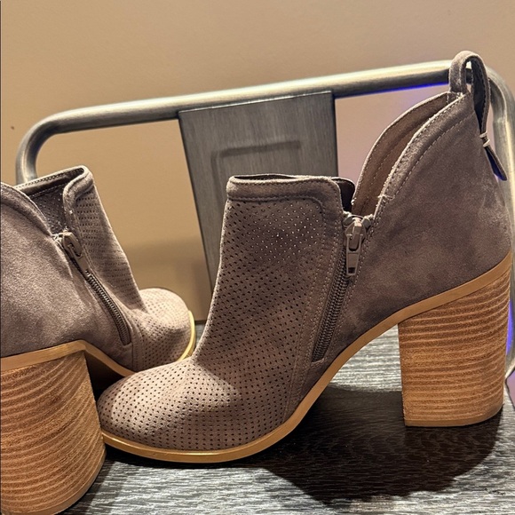 Madden Girl Taupe Perforated Ankle Booties - Picture 5 of 8